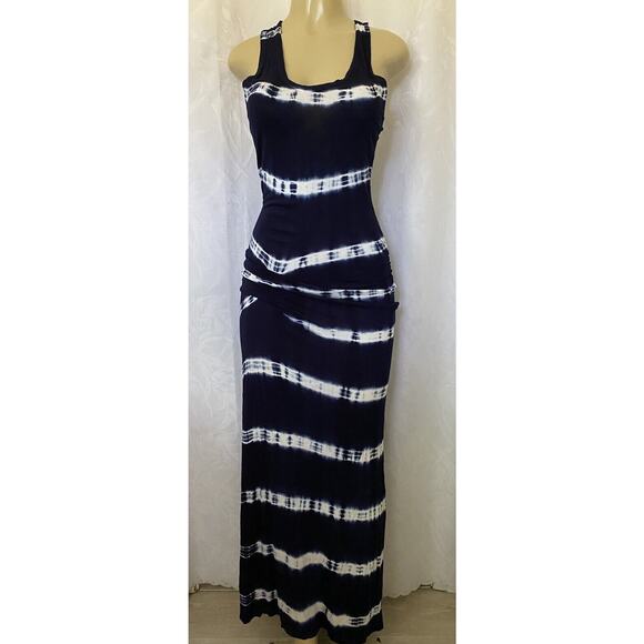 Young Fabulous & Broke Hampton Maxi Dress Navy Blue White Sleeveless Tie… - Picture 2 of 5